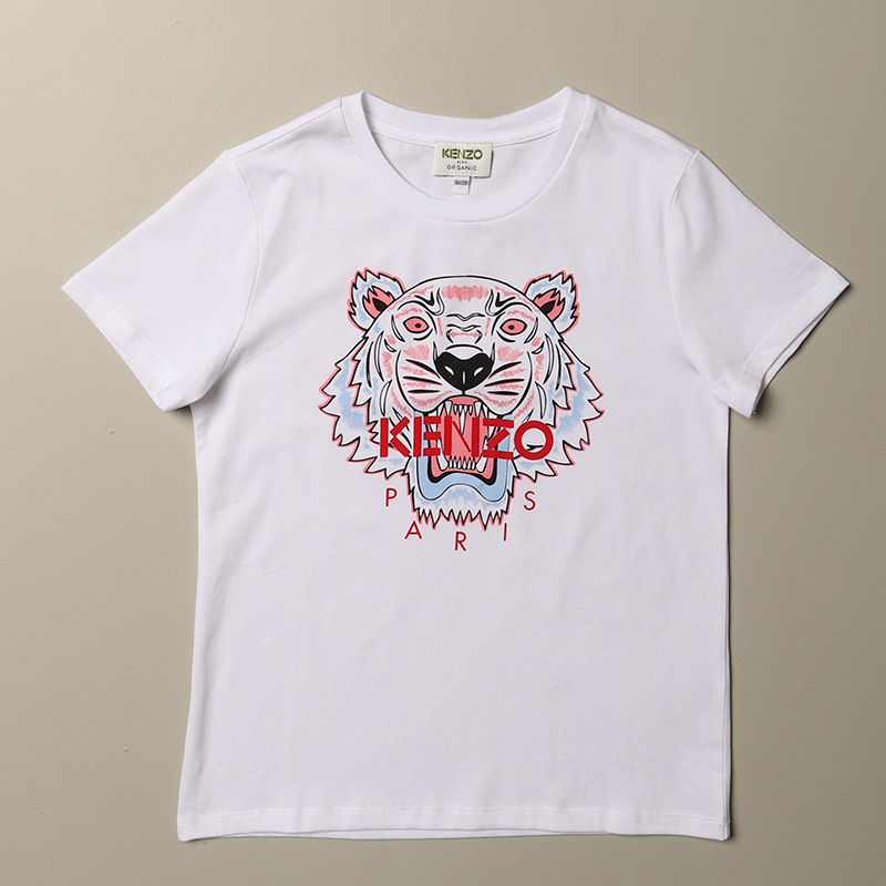推荐KENZO 女童白色棉质虎头图案T恤 KR10208-01商品