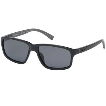 推荐Timberland Men's Sunglasses - Shiny Black Plastic Full-Rim Square Frame | TB9186 5801D商品