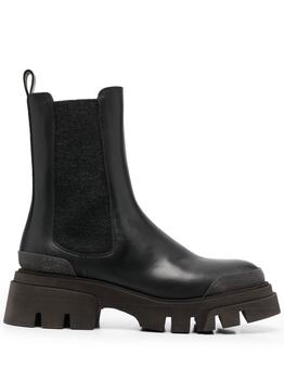 推荐Brunello Cucinelli Women's  Black Leather Ankle Boots商品