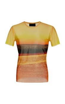 推荐Louisa Ballou - Exclusive Beach Printed Mesh Tee - Orange - XL - Moda Operandi商品