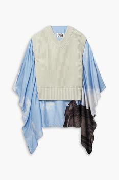 商品MM6 | Cape-effect printed crepe de chine and ribbed cotton vest,商家THE OUTNET US,价格¥1465图片