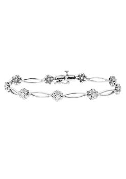 yee si, Vir Jewels | 1/2 cttw SI2-I1 Diamond Bracelet 10K White Gold Flower Shape Clover 6.5 Inch商品图片 3.7折