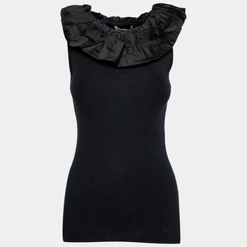 美国burberry, [二手商品] Burberry | Burberry Black Knit & Satin Trimmed Sleeveless Top S商品图片 4折