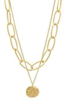 ADORNIA | 14K Gold Plate Large Chain & Coin Layered Necklace,商家Nordstrom Rack,价格¥224
