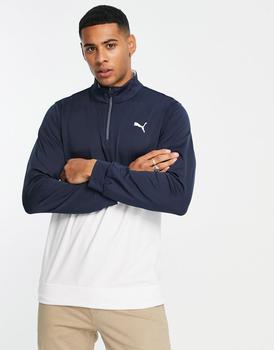 推荐Puma Golf Gamer 1/4 zip sweatshirt in colourblock navy and white商品