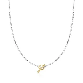 RS Pure | RS Pure by Ross-Simons Sterling Silver and 14kt Yellow Gold Paper Clip Link Toggle Necklace,商家Premium Outlets,价格¥1303