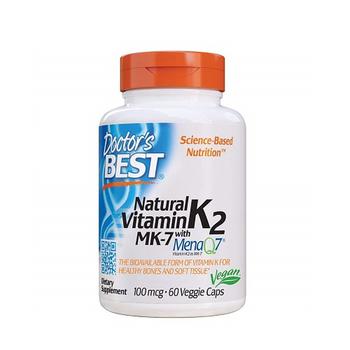 商品Doctors Best Natural Vitamin K2 MK-7 with MenaQ7 100 mcg Veggie Capssules, 60 Ea图片