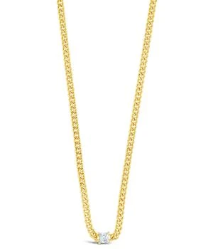 Sterling Forever | Curb Chain with Stationed CZ Necklace 