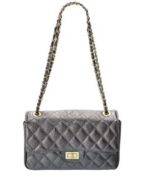 Vicenzo Leather, Italian Leather | Italian Leather Quilted Leather Shoulder Bag, Silver商品图片 1.9折