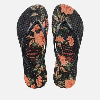 推荐HAVAIANAS WOMEN'S SLIM ORGANIC FLIP FLOPS - BLACK/DARK GREY/DARK GREY商品