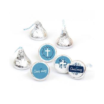 推荐Christening Blue Elegant Cross - Boy Religious Party Round Candy Sticker Favors - Labels Fit Hershey's Kisses (1 sheet of 108)商品