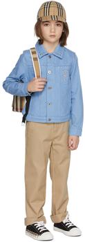 Burberry | Kids Blue Japanese Denim Studded Monogram Jacket商品图片,