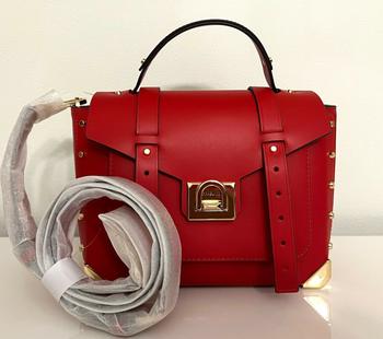 推荐Michael Kors Manhattan Medium School Top Handle Red Leather Satchel Crossbody商品