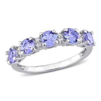 商品Amour | 1 1/2 CT TGW Tanzanite and White Topaz Semi Eternity Ring in Sterling Silver,商家Jomashop,价格¥1200图片