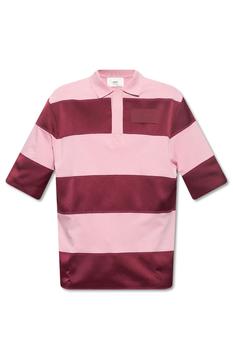 AMI | AMI Logo Patch Striped Polo Shirt商品图片,5.7折