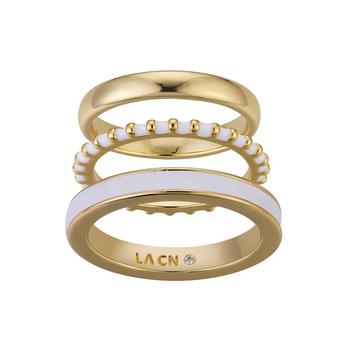商品Unwritten | 14K Gold Flash-Plated White Enamel Design Bands Ring Set,商家Macy's,价格¥358图片
