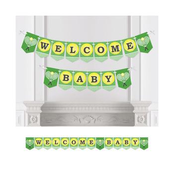 商品You Got Served - Tennis - Baby Shower Bunting Banner - Tennis Ball Party Decorations - Welcome Baby图片