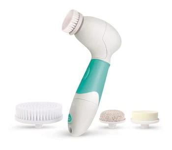 PURSONIC | Advanced Facial and Body Cleansing Brush for Removing Makeup & Exfoliating Dead Skin - Includes 4 Multifunction Brush Heads: Facial, Body, Pumice Stone and Sponge (aqua),商家Premium Outlets,价格¥118