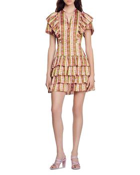 Sandro | Simonna Floral Stripe Tiered Mini Dress商品图片,5折
