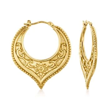 Ross-Simons | Ross-Simons Italian 18kt Gold Over Sterling Floral Chevron Hoop Earrings,商家Premium Outlets,价格¥812