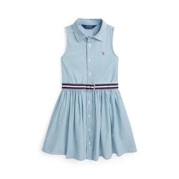 Ralph Lauren | Toddler and Little Girls Belted Cotton Chambray Shirtdress,商家Macy's,价格¥408