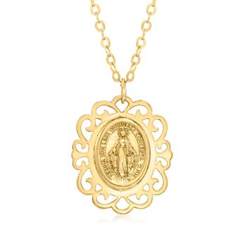 商品Ross-Simons Italian 14kt Yellow Gold Miraculous Medal Pendant Necklace图片