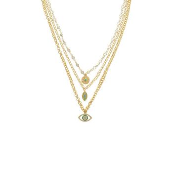商品Ettika Jewelry | 18k Gold-Plated 3-Pc. Set Cubic Zirconia Evil Eye Pendant Necklaces,商家Macy's,价格¥680图片