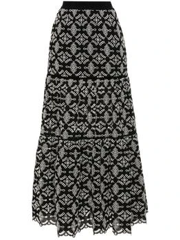 推荐ERMANNO - Printed Cotton Blend Long Skirt商品