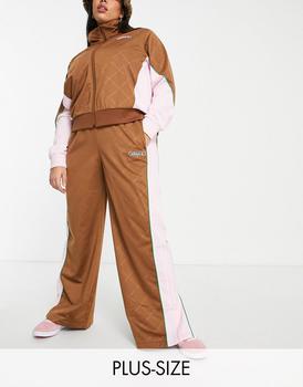 adidas plus, Adidas | adidas Originals 'Retro Luxury' Plus wide leg track pant in brown with monogram print商品图片 5折