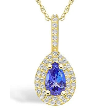 Macy's | Tanzanite (7/8 Ct. t.w.) and Diamond (3/8 Ct. t.w.) Halo Pendant Necklace,商家Macy's,价格¥17266