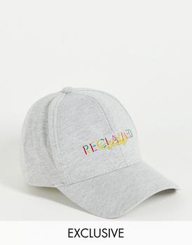 推荐Reclaimed Vintage inspired unisex cap in grey marl with rainbow logo商品