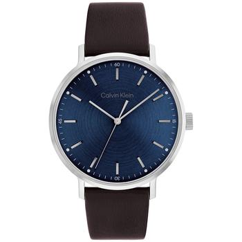 Calvin Klein | Brown Leather Strap Watch 42mm商品图片,