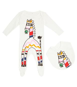商品Stella McCartney | 婴幼儿 — 棉质连身衣与围兜套装,商家MyTheresa CN,价格¥487图片