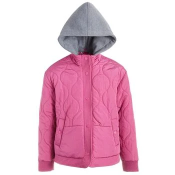 Jou Jou | Big Girls Contrast Hood Ribbed Cuff Sleeve Puffer Jacket,商家Macy's,价格¥125