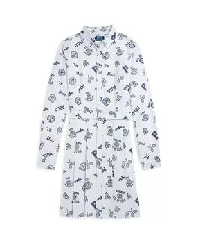 Ralph Lauren | Big Girls Pleated Graphic Cotton Oxford Shirtdress,商家Macy's,价格¥430