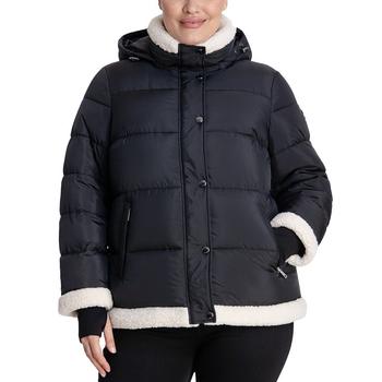 推荐Plus Size Fleece-Trim Hooded Puffer Coat, Created for Macy's商品