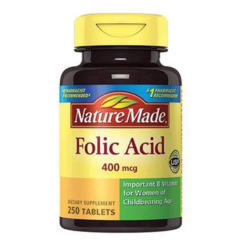 商品Folic Acid 400 Mcg Tablets To Reduce Child Birth Defects, By Nature Made - 250 Tablets图片