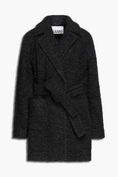 推荐Double-breasted belted wool-blend bouclé coat商品