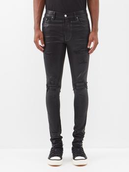 amiri牛仔裤, AMIRI | MX1 distressed coated slim-leg jeans商品图片 