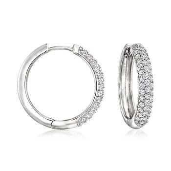 Ross-Simons Diamond Hoop Earrings in Sterling Silver