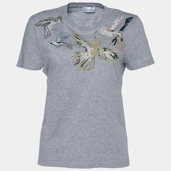 推荐RED Valentino Grey Cotton Bird Print Short Sleeve T-Shirt L商品