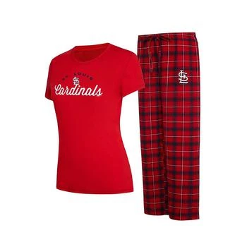 Concepts Sport | Women's Red, Navy St. Louis Cardinals Arctic T-shirt and Flannel Pants Sleep Set,商家Macy's,价格¥406