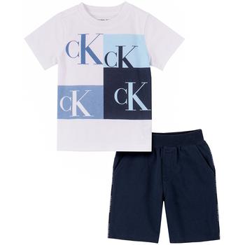 Calvin Klein | Little Boys Logo T-shirt and Logo-stripe Terry Shorts, 2 Piece Set商品图片,6折