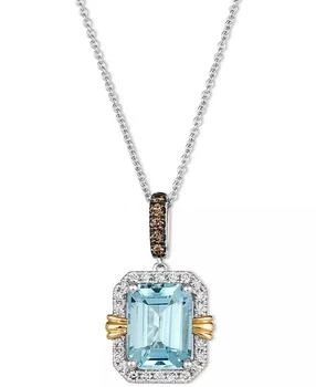 Le Vian | Sea Blue Aquamarine (2 ct. t.w.) & Diamond (1/4 ct. t.w.) 20" Adjustable Pendant Necklace in 14k Two-Tone Gold,商家Macy's,价格¥14496