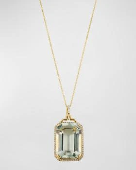 Goshwara | 18K Yellow Gold Emerald Cut Prasiolite Pendant Necklace with Diamonds,商家Neiman Marcus,价格¥26534