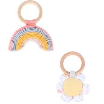 推荐Crochet rainbow and daisy wooden ring rattle toys set商品