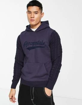 推荐Aeropostale varsity knitted hoodie in navy商品