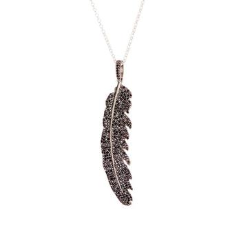 product Adornia Black Spinel and Sterling Silver Aria Feather Necklace image