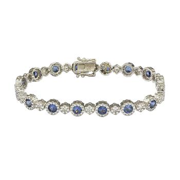 商品Suzy Levian Sterling Silver Sapphire and Diamond Accent Bracelet图片
