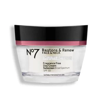 No7 | Restore & Renew Face & Neck Multi Action Fragrance Free Day Cream SPF 30,商家No7,价格¥290